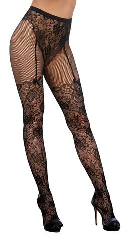 Dreamgirl Lace and Fishnet Pantyhose with High-Waisted Lace Panty