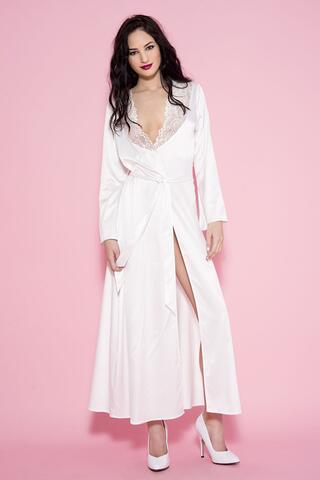 Long Satin Kimono - White