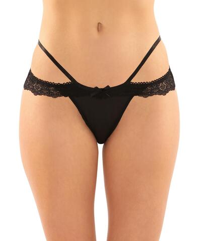 Posey Lace Crotchless Briefs - Black
