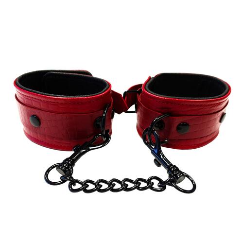 Leather Croc Print Ankle Cuffs