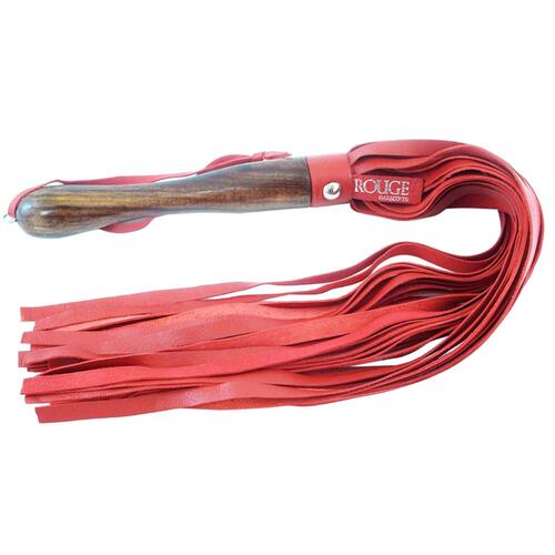 Wooden Handled Red Leather Flogger