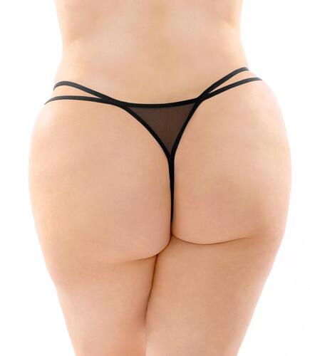 Aster Pearl Crotchless Thong Black - Curvy