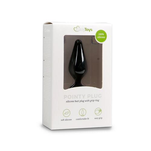 Black Buttplugs With Pull Ring - Medium