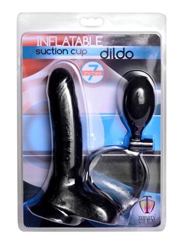 Inflatable Suction Cup Dildo - Black