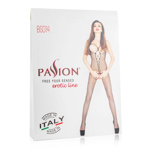 Red Net Bodystocking With Open Cups