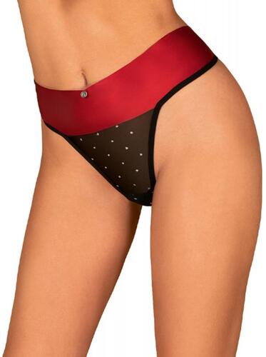 Thong With Sexy Bow - Black/Red