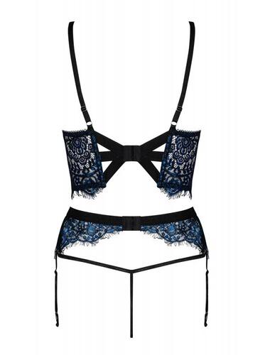 Yassmyne 3-Piece Lace Suspender Set - Blue