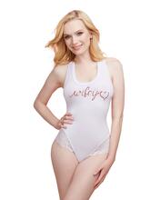 Soft Spandex Jersey Wifey Bodysuit with Thong Back