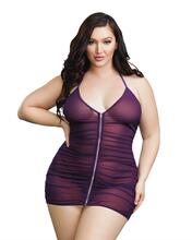 Plus Stretch Mesh Chemise with Shirring Details