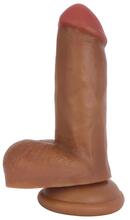 Realistic Dildo With Suction Cup and Scrotum - Brown