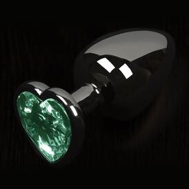 Dolce Piccante Graphite Style Small Butt Plug Green Heart Gem