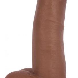 21 CM Realistic Dildo With Scrotum - Brown