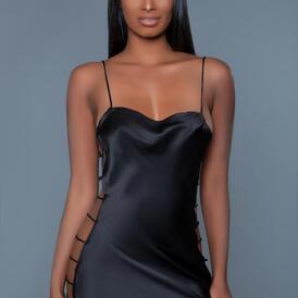 Brooklyn Negligee With Open Sides - Black