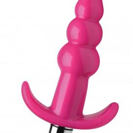 Bubbly Vibrating Anal Plug Pink With Ribbing