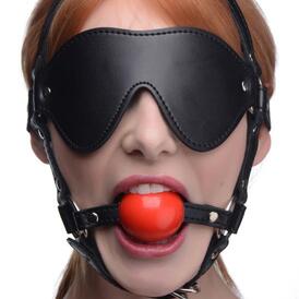 Kinky Adjustable Harness With Blindfold And Ball Gag