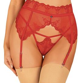 Lonesia Lace Suspender Belt - Red