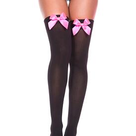 Thigh High Stockings With Pink Bow